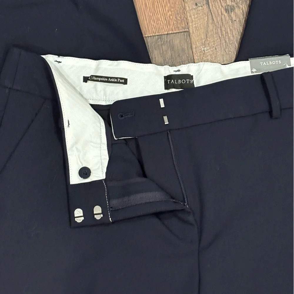 TALBOTS NWT NAVY HAMPSHIRE STRAIGHT ANKLE PANTS SIZE 14 - Picture 9 of 14